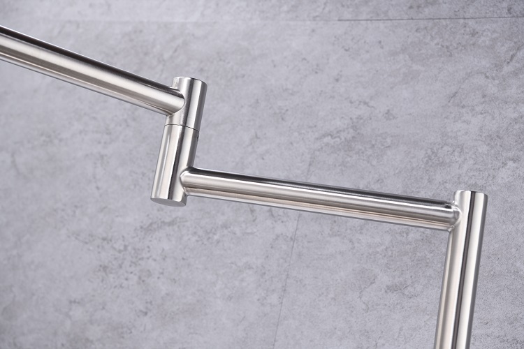 Folding Kitchen Faucet Stretchable Swing Arm Brushed Single Hole Single Handle Deck Mounted Cold & Hot Kitchen Sink Faucet