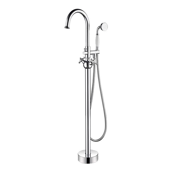 Freestanding Bath Tub Faucet with Hand Shower Chrome Floor Mounted