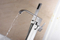 Watermake hotel hot&cold freestanding bathtub faucet free floor standing outdoor shower column with hand show