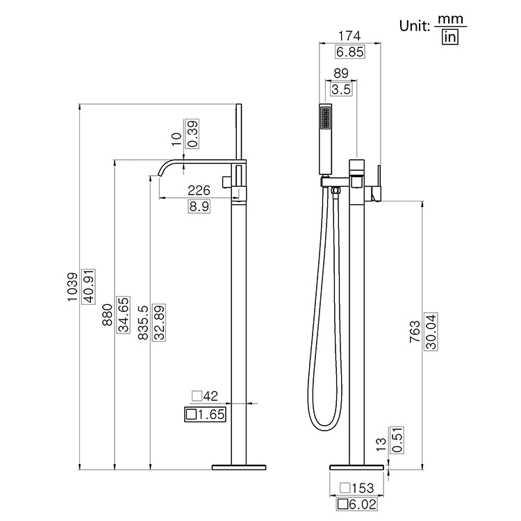 Simple Design Rose Gold High Brass Quality Freestanding Faucet