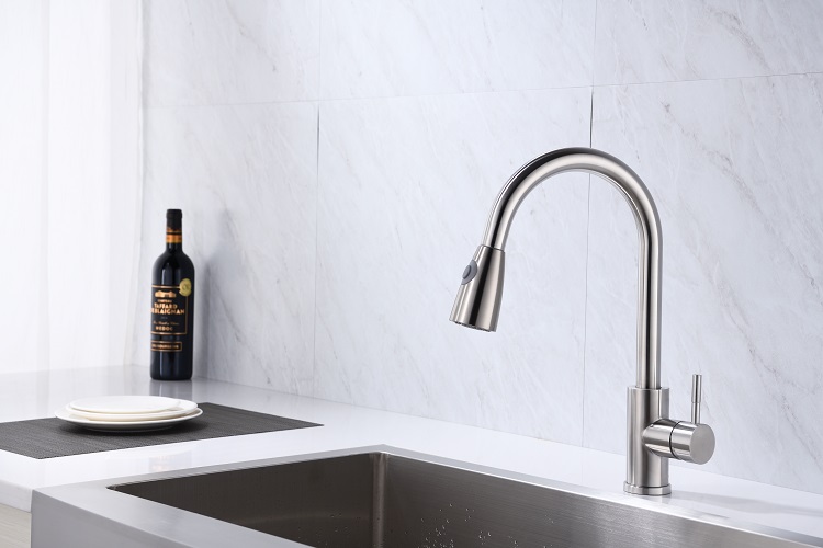 304 stainless steel single lever pull-out kitchen gooseneck sink faucet grifos de cocina agua caliente mezclador