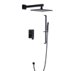 Luxury Black Bathroom Brass Two Way Bathroom Diverter Square Concealed Rain Shower Watermark Concealed Shower Head