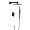 Luxury Black Bathroom Brass Two Way Bathroom Diverter Square Concealed Rain Shower Watermark Concealed Shower Head