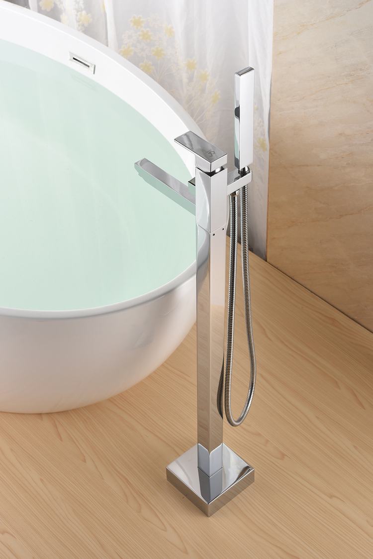 Freestanding Shower Bathtub Faucet Sanitary Ware Polished Chrome Brass Floor Mount Tub Filler With CUPC