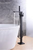 CE CUPC Watermark Matte Black Freestanding Bathtub Faucet Floor Mount Faucet with Shower Handset for Canada