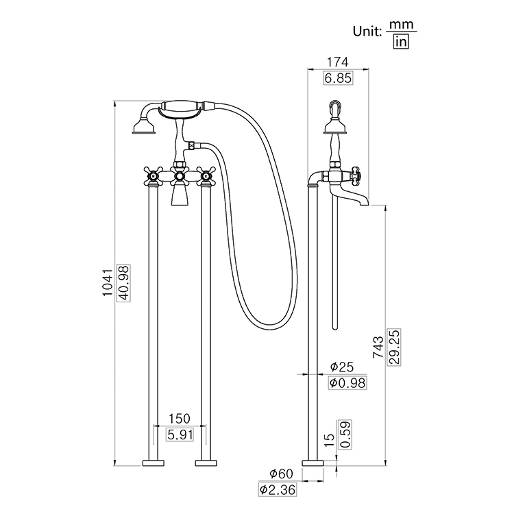 Thermostatic Tap Deck-Mount Roman Bathtub Faucet
