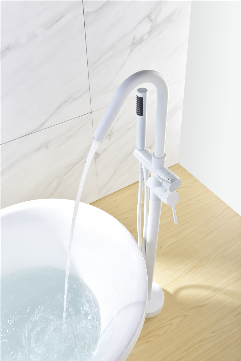 Concise Modern Brass Body Freestanding Floor Mounted Faucet In Kaiping Taps White Stand Alone