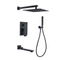 Concealed Square Bathroom Shower Faucet Black Plating Shower Sets For Home