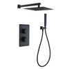 Modern Square Concealed Rainshower With Handshower Faucet Matt-Black Thermostat Shower Valve