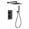 Modern Square Concealed Rainshower With Handshower Faucet Matt-Black Thermostat Shower Valve