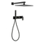 Bathroom Hotel European Brass Faucet Matte Black Ceiling Rain Bult in Wall Shower Set