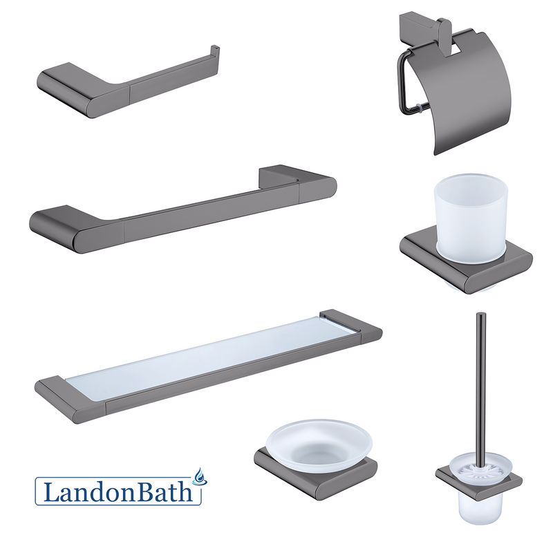 Gun Metal Surface Towel Bar Set Towel Rod Rack Rob Hook Cup Toilet Paper Holder 25Series