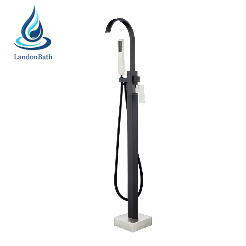 Hot Selling Matte Black Cheap Floor-Mount Bathtub Faucet