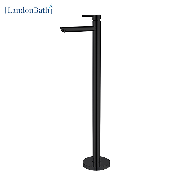 Floor-Mount Bathtub Faucet Matt Black Thermostatic Single Hole Faucet