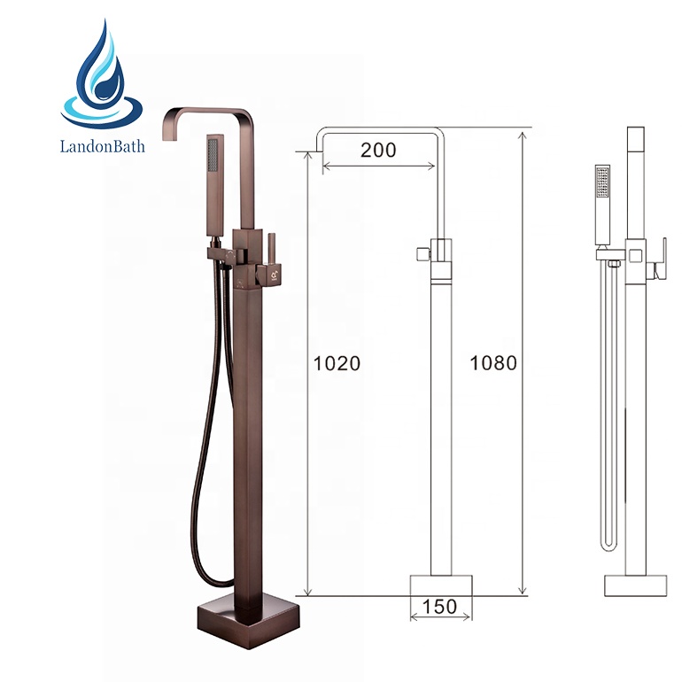 Oil Rubbed Bronze ORB Freestanding Stand Bathroom Faucets Bathtub Mixer Tap with Shower Handheld