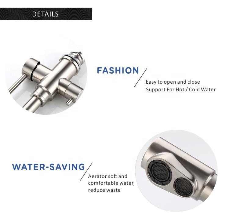 3 Way Kitchen Faucet Water Filter Mixer Stainless Steel Compartment Sink With 1 Adapter Deck Mounted Three Purifier Faucets