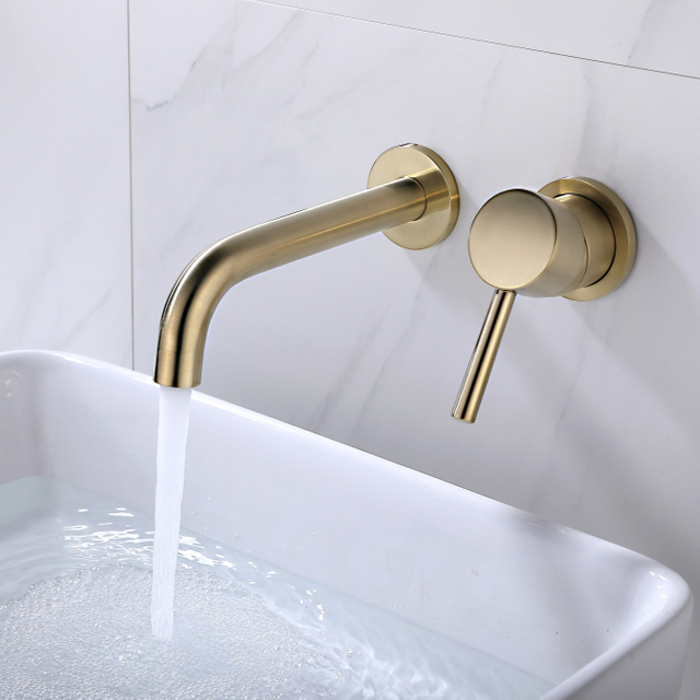 Hot Sale Single Hole Antique Brass Wall Mounted Bathroom Basin Mixer Concealed Faucet Tap For Basin