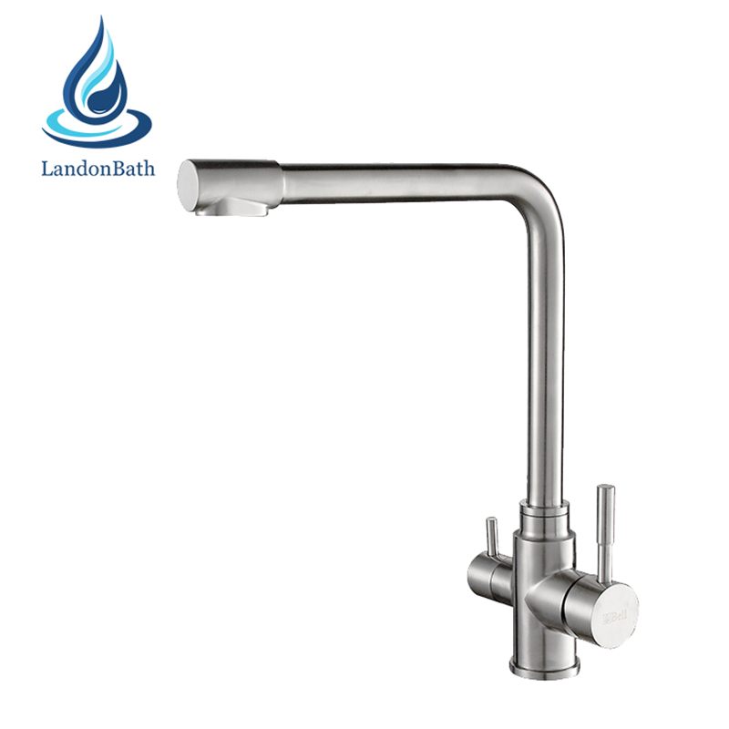 3 Way Kitchen Sink Mixer Tap Faucet Filter Taps Dual Handle Ro Stainless Steel Single Lever Flexible Hose Faucets