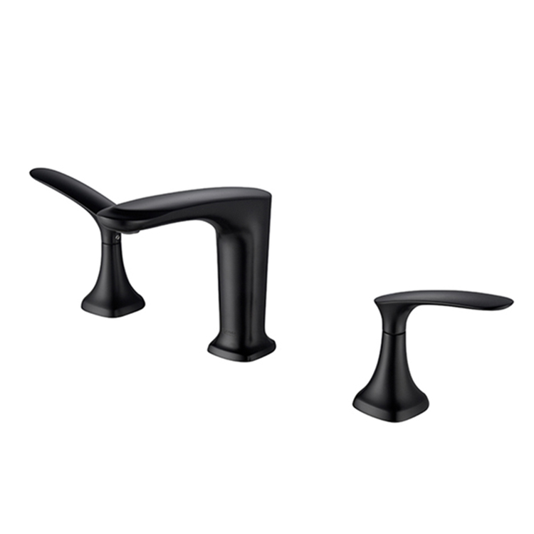 Contemporary Matte Black Wash Basin Faucet 3 Hole Dual Handle Bathroom Water Mixer Taps
