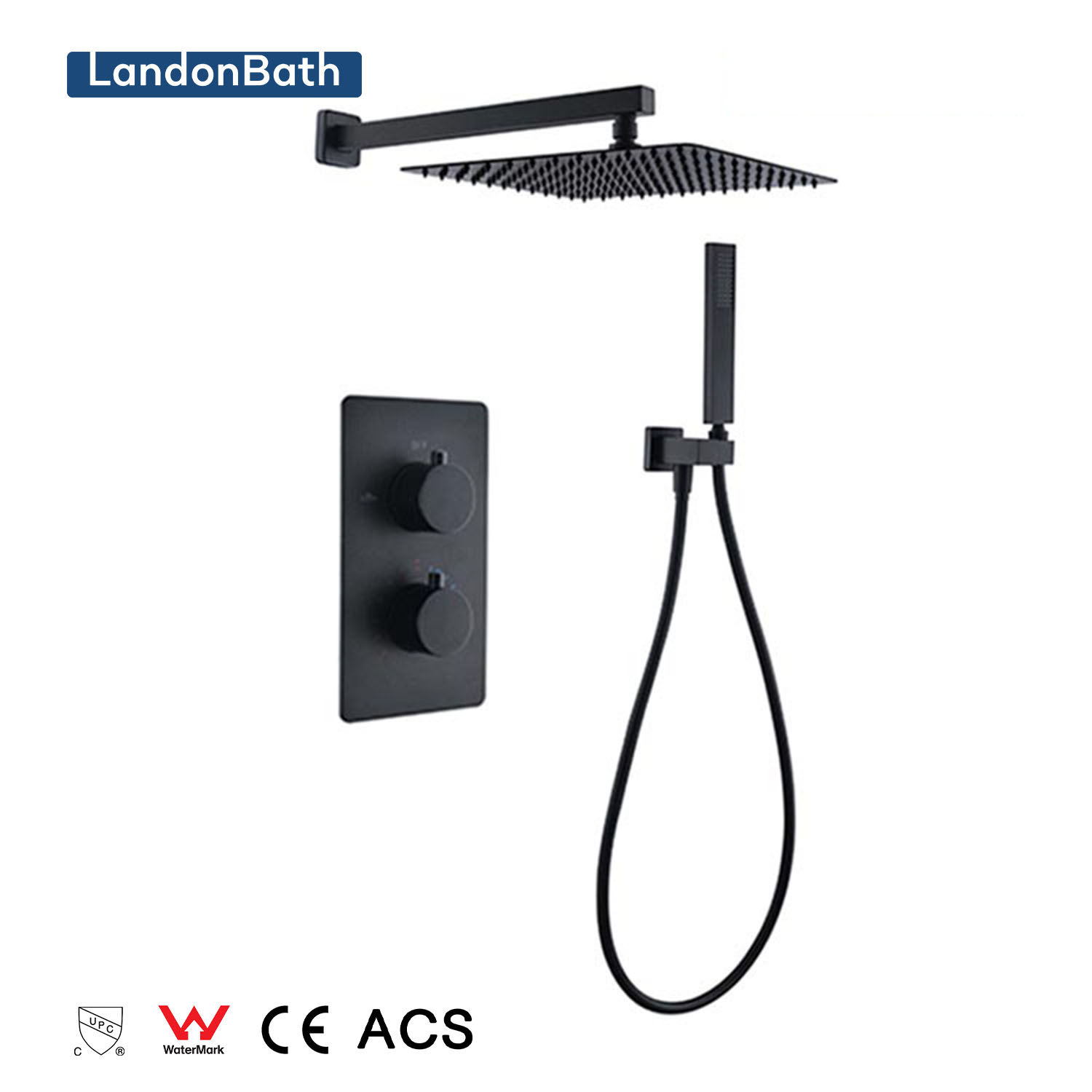 Bathrooms Concealed Shower Set Matt Black Brushed Nickel