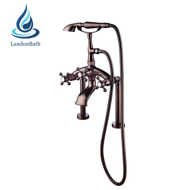 Golden and Black Color Deck-Mount Bathtub Faucet Mixers Bathtub Faucet