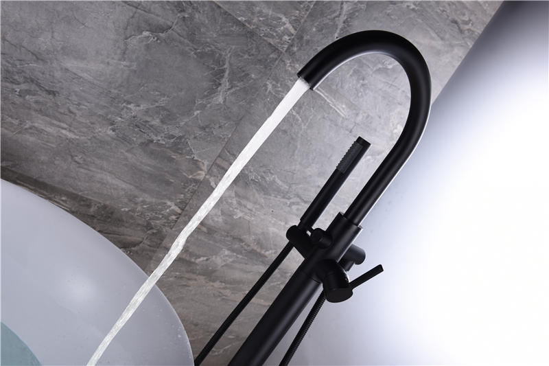 Modern Electroplated Matte Black Stand bathtub Alone Bathroom Free Floor Standing Bath Faucet Tap Mixer Shower