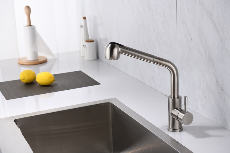 Modern sanitary ware flexible 304 stainless steel pull down kitchen sink water single lever faucet mixer taps for kitchen sink