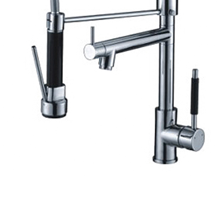 Single Handle Brass Body Pull Out Kitchen Faucet Tap With Spray Arc Faucets Down