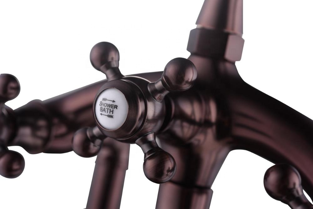 Black Mounted 3 Handle Bathtub Faucet Outdoor Faucets Freestanding Sus316 Tub And Shower Three Deckmount Telephone