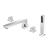 Contemporary Style Deck Mount 4 Hole Chrome Bathtub Faucet With Shower Roman Tub Filler