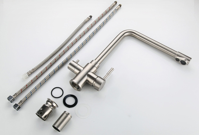 Dual function double handle lavatory three way pure water mixer tap kitchen filter water faucet griferia de cosina