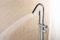 Floor Standing Tub Filler Modern Design Brass Stand Alone Double Handles Bathtub Faucet Floor Stand