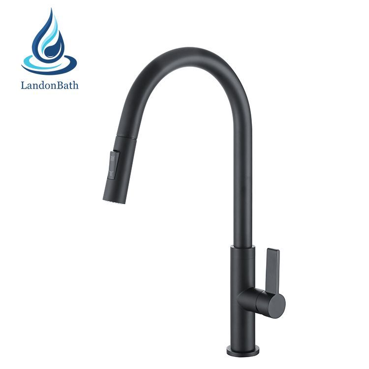 Black Pull Down Brass Sink Kitchen Faucet China Mixer Fashion For Tap With Out Spray Single Handle Faucets Flexible