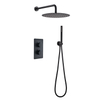 Modern Bathroom Matte Black High Quality Hand Held Shower Faucets Large Rain Head Concealed Thermostatic Shower Mixer Valve