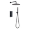 Modern Bathroom Matte Black High Quality Hand Held Shower Faucets Large Rain Head Concealed Thermostatic Shower Mixer Valve