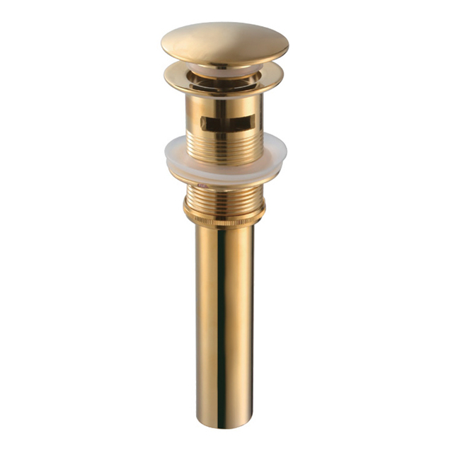 Bathroom Solid Brass Gold Pop Up Drainer Stopper with Overflow Push Down Popup Basin Drainer