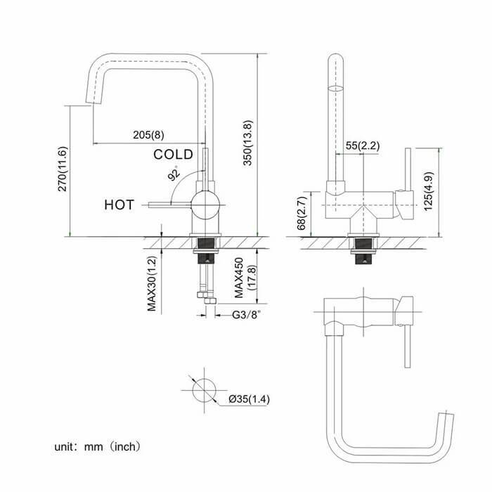 Kitchen Rotating Faucet Folding Down Mixer Faucet Single Handle Window Folding Kitchen Faucet