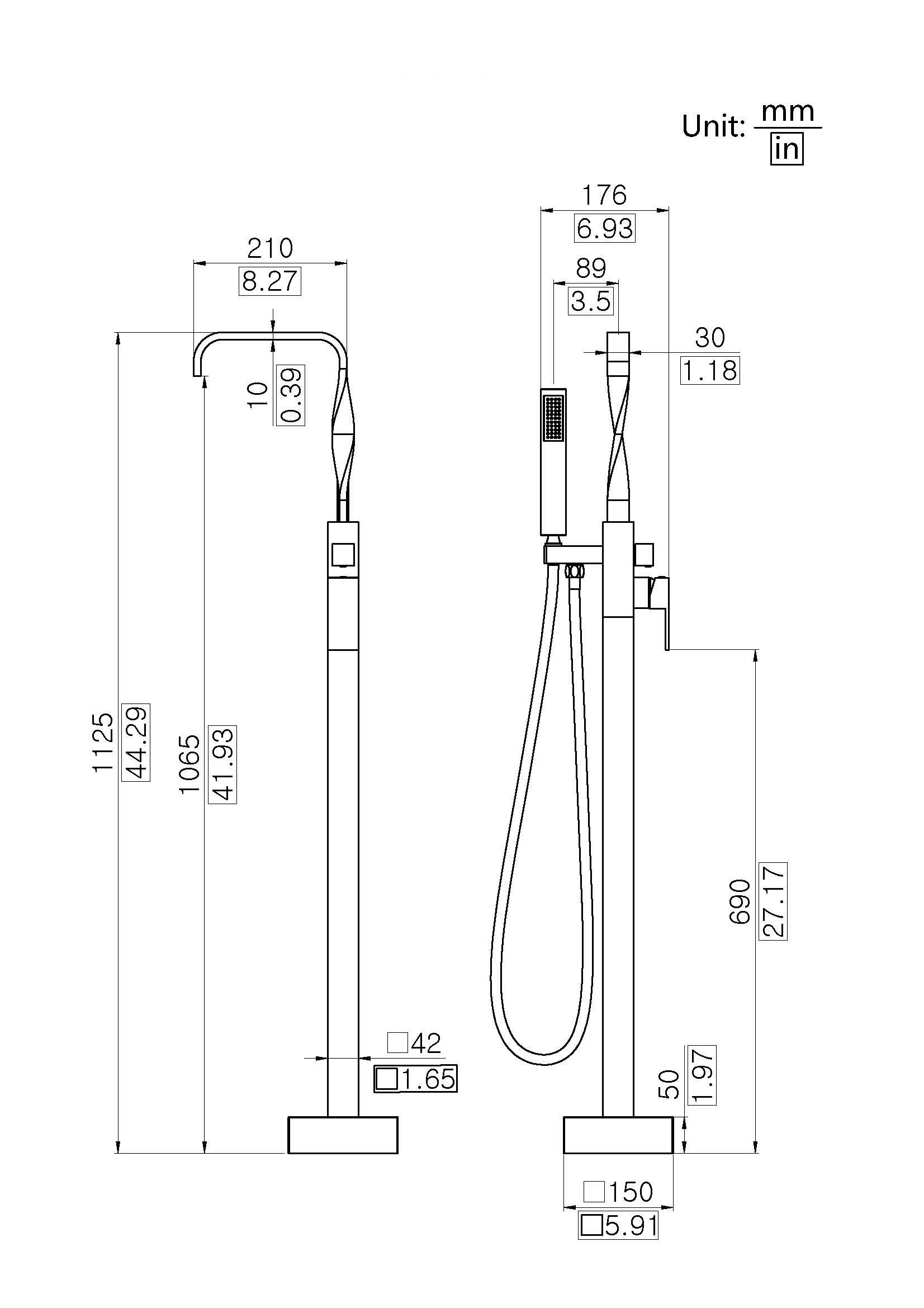 Factory Price Copper Free Standing Mixer Tap Faucet Hot for Bathtub