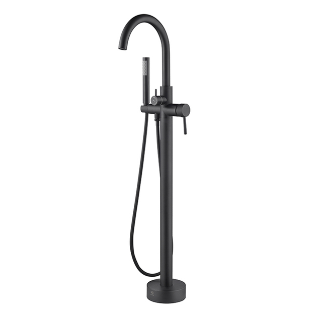 High Volume Big Flow Rate Black Floor Mounted Free Standing Bathtub Tub Filler Faucet 