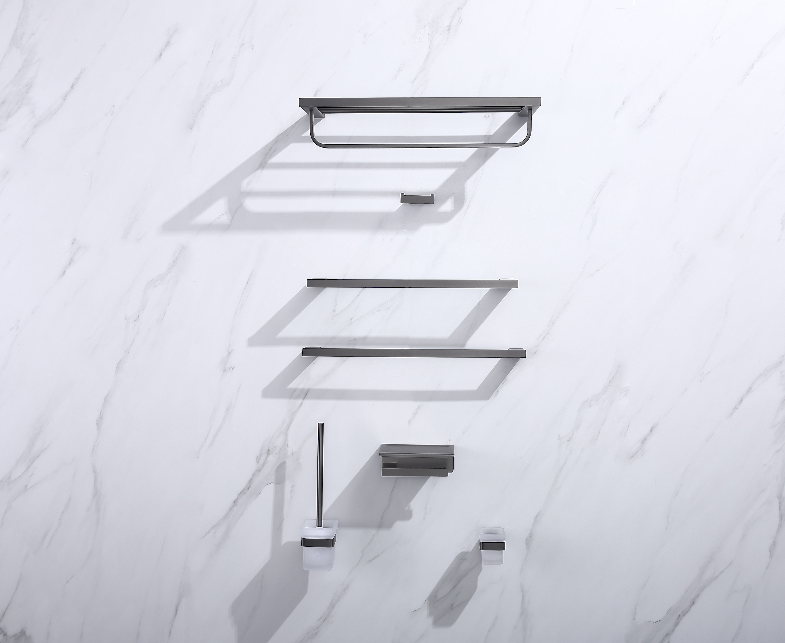 Matt Black Bathroom Accessories Set Paper Holder Towel Rod 69Series