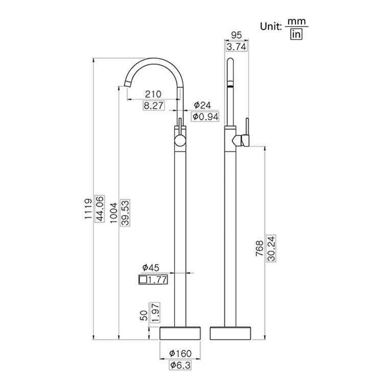 Thermostatic Mixer High Quality Floor-Mount Bathtub Faucet
