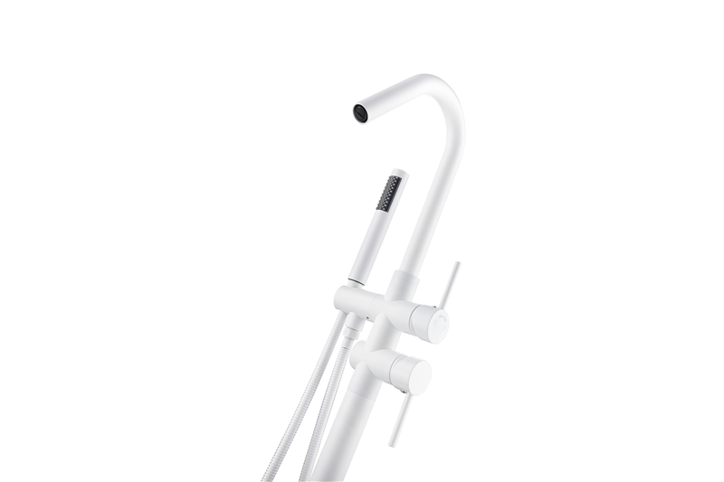 Classical White and Matt Black Bathroom Freestanding Bathtub Faucet
