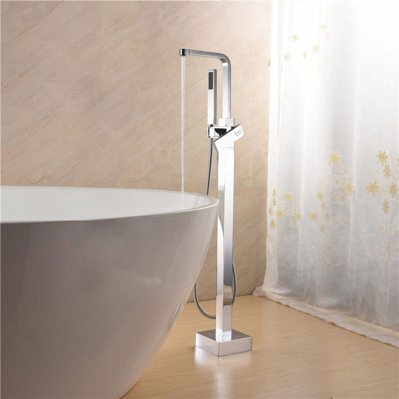 Brass High Quality Single Hole Floor-Mount Bathtub Faucet