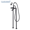 Classical White and Matt Black Deck-Mount Bathtub Faucet Landon Bath