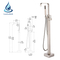 UK Bathroom Brushed Nickel Floor Mount Free Standing Bathtub Tap Faucet Shower System Set