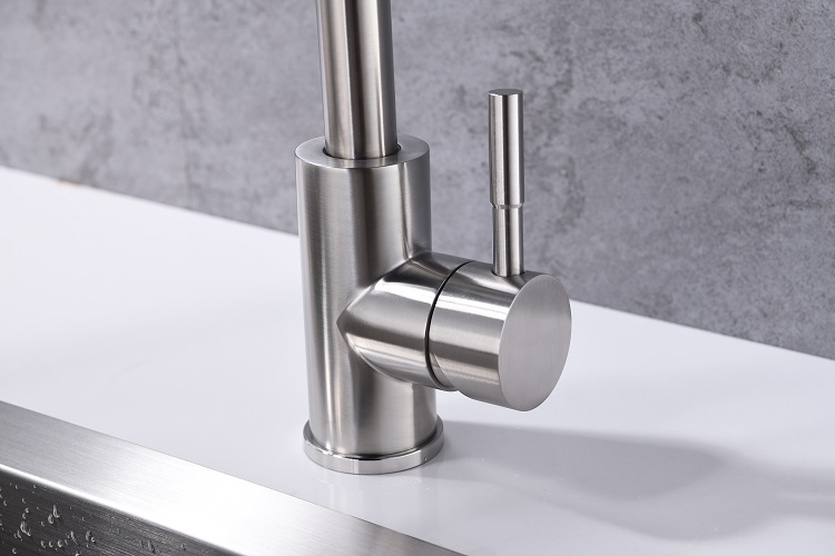 Folding Kitchen Faucet Stretchable Swing Arm Brushed Single Hole Single Handle Deck Mounted Cold & Hot Kitchen Sink Faucet