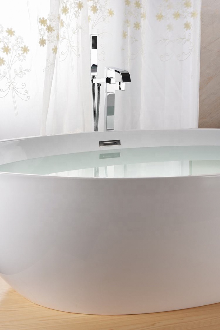 Watermake hotel hot&cold freestanding bathtub faucet free floor standing outdoor shower column with hand show