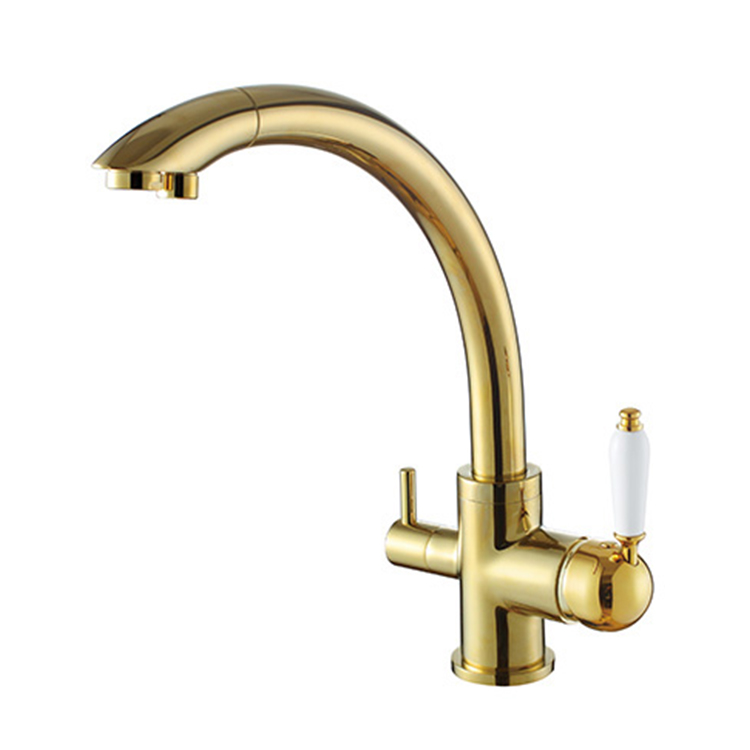 Antique Dual Handle Brass Kitchen Tap Faucet
