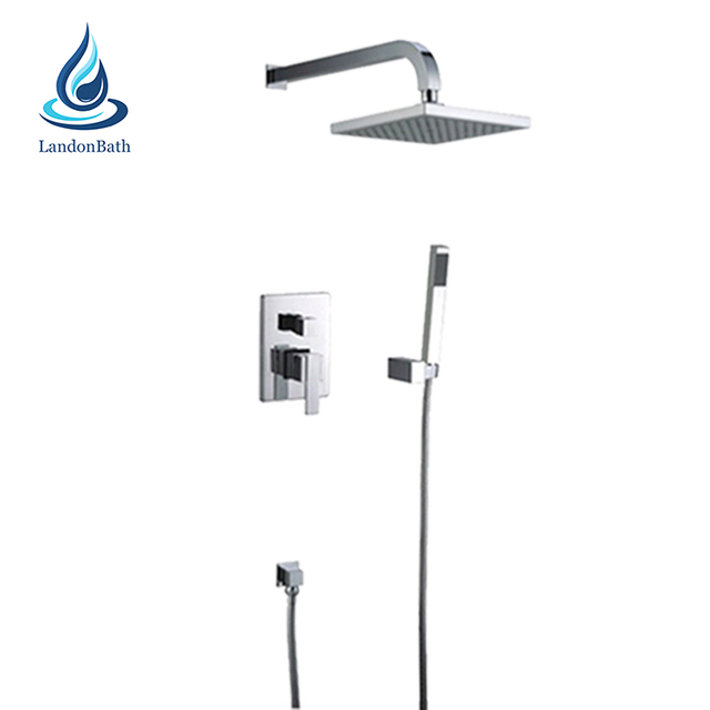 European Concealed Shower Mixture Parts Bath Faucet And Mixer Wall Mounted Luxury Brass 10 Set Type Head Tap Solid Built-in