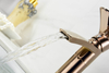 Modern Rose Gold Bathroom Brass Washbasin Faucet, Single Lever Golden Water Taps